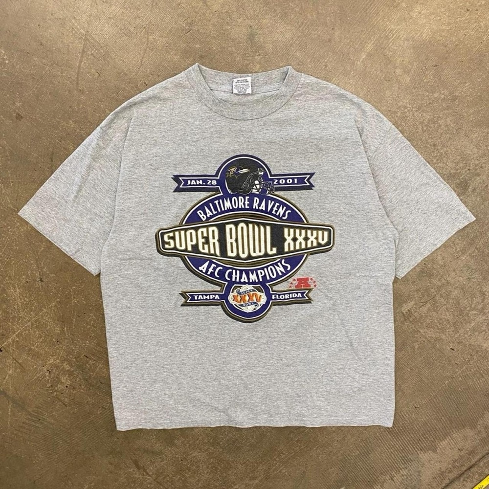 Vintage Baltimore Ravens NFL Super Bowl XXXV AFC Champions Football T-Shirt XL